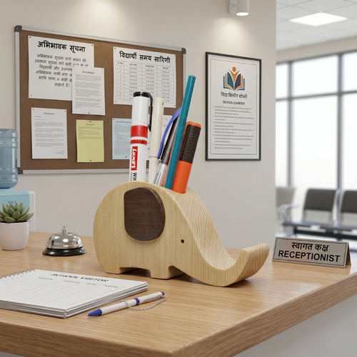 Elephant Pen Stand - Wooden Decor