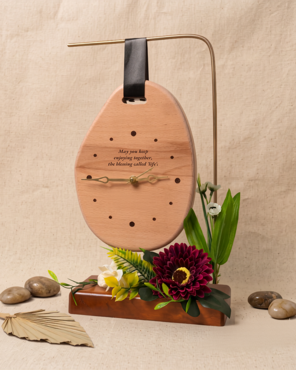 Handcrafted Floral Clock – Inspirational Gift for Home & Office
