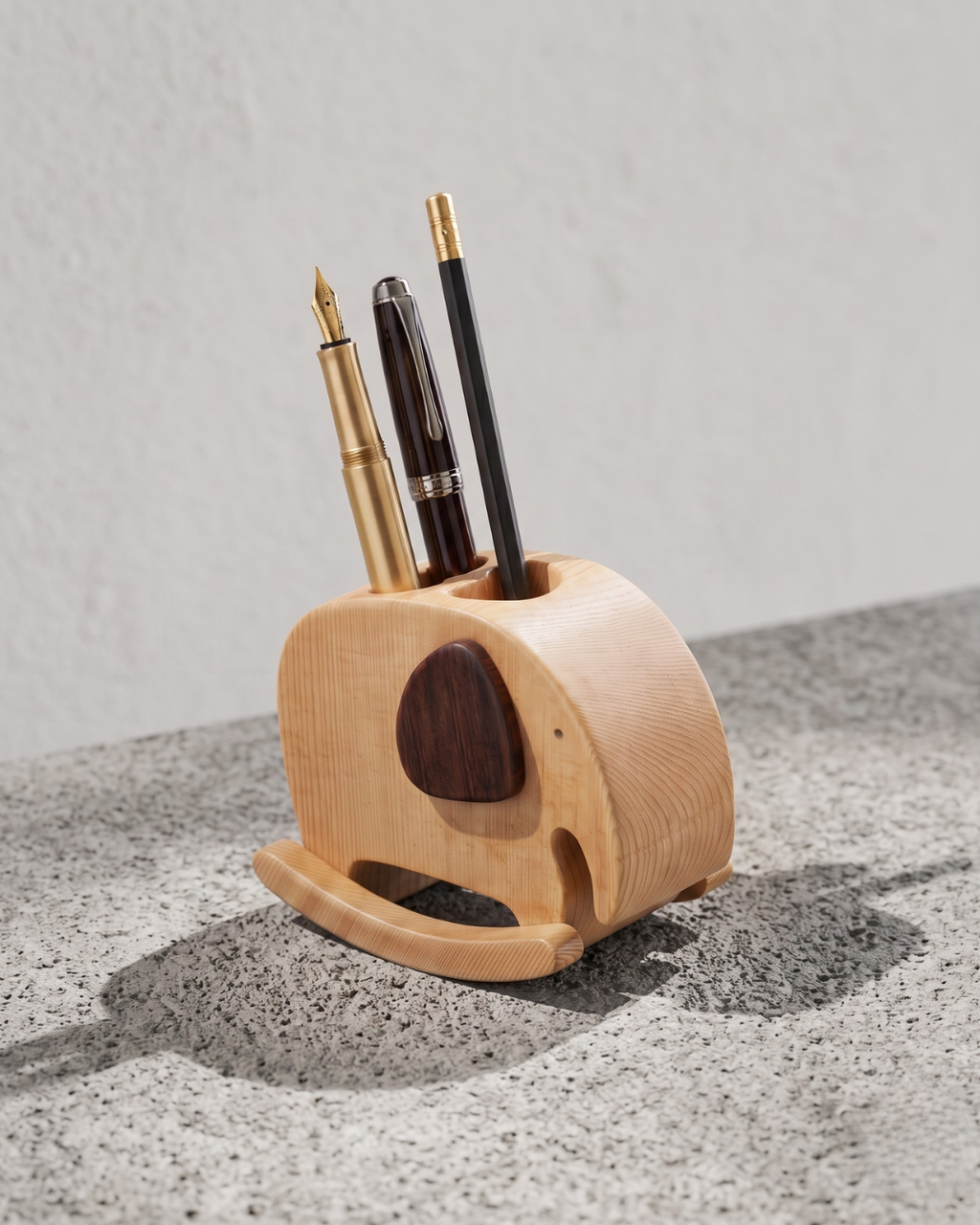Handcrafted Wooden Rocking Elephant Pen Holder – Elegant and Eco-friendly Desk Organizer