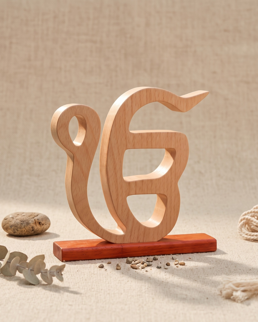 Handcrafted Wooden Ik Onkar Sculpture – Spiritual Home Décor