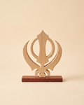 Handcrafted Wooden Khanda Sculpture with Base – Sikh Spiritual Home Décor