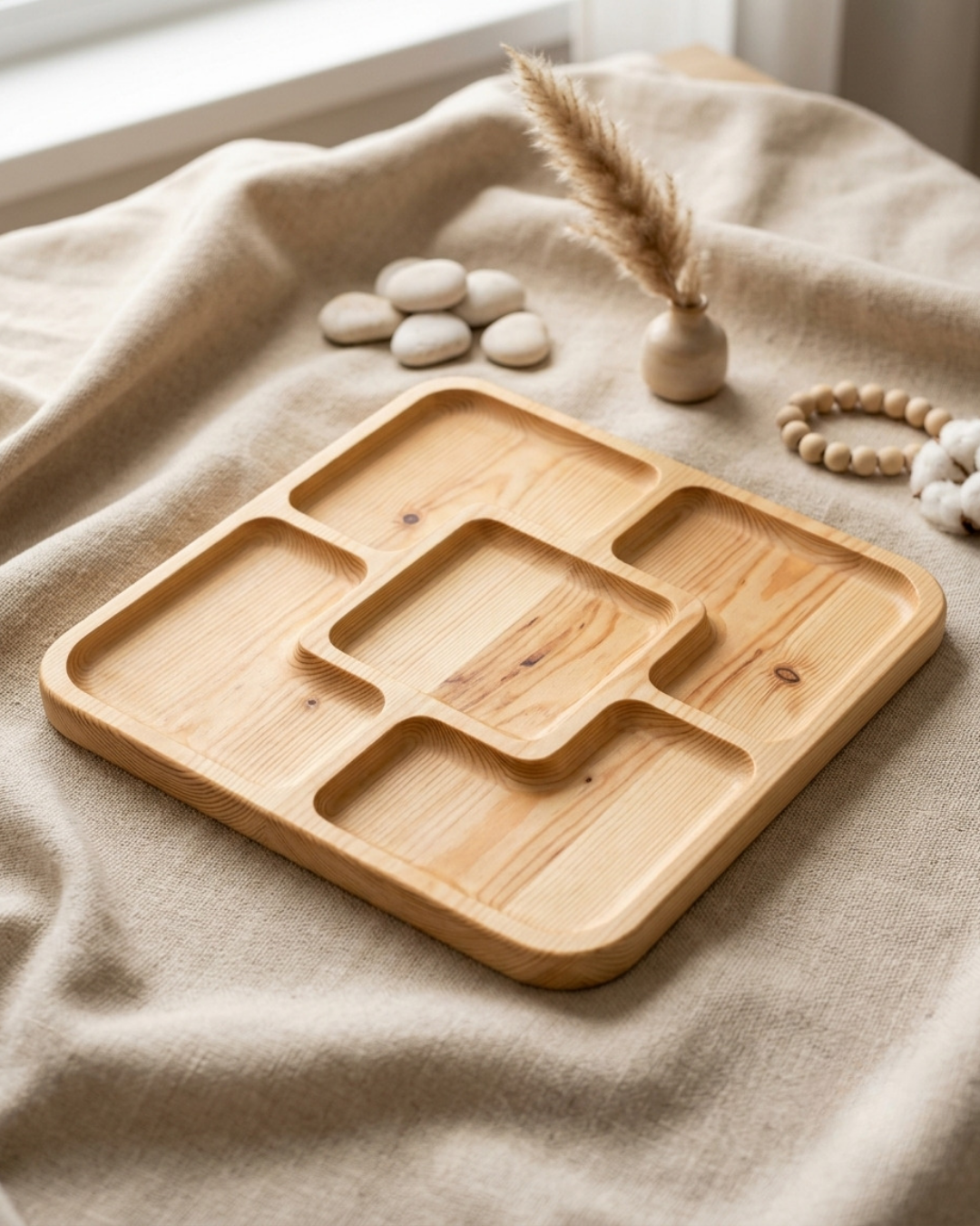 Square 5-Grid Tray