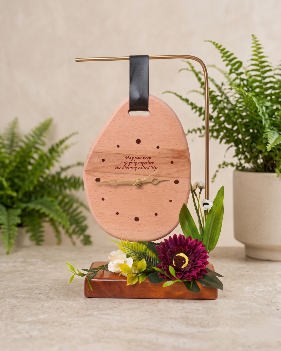 Handcrafted Floral Clock – Inspirational Gift for Home & Office