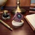 Handcrafted Pinewood Compass Cube – Elegant Desk Decor Piece