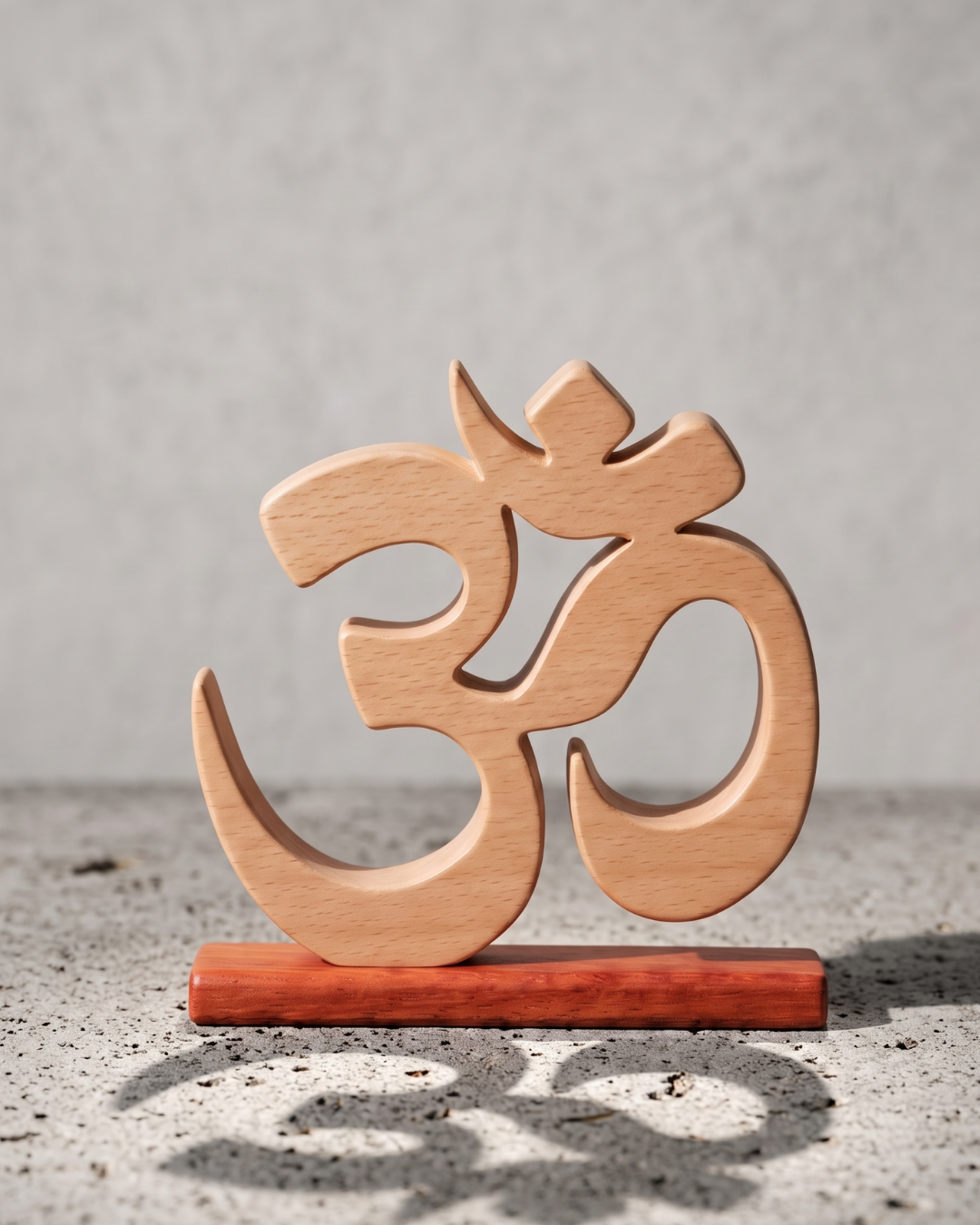 Handcrafted Wooden Om Sculpture with Stand – Spiritual Yoga & Meditation Décor