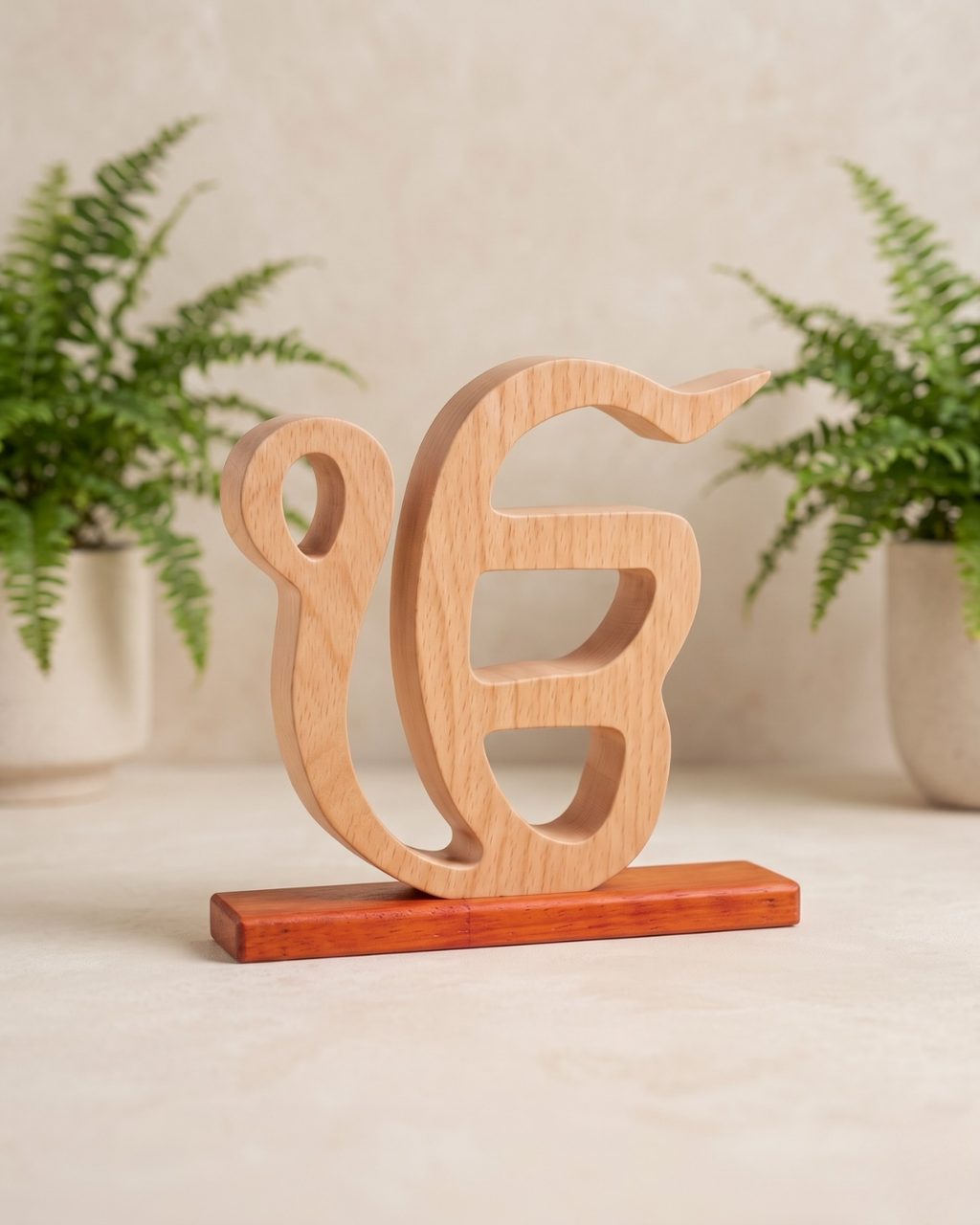 Handcrafted Wooden Ik Onkar Sculpture – Spiritual Home Décor