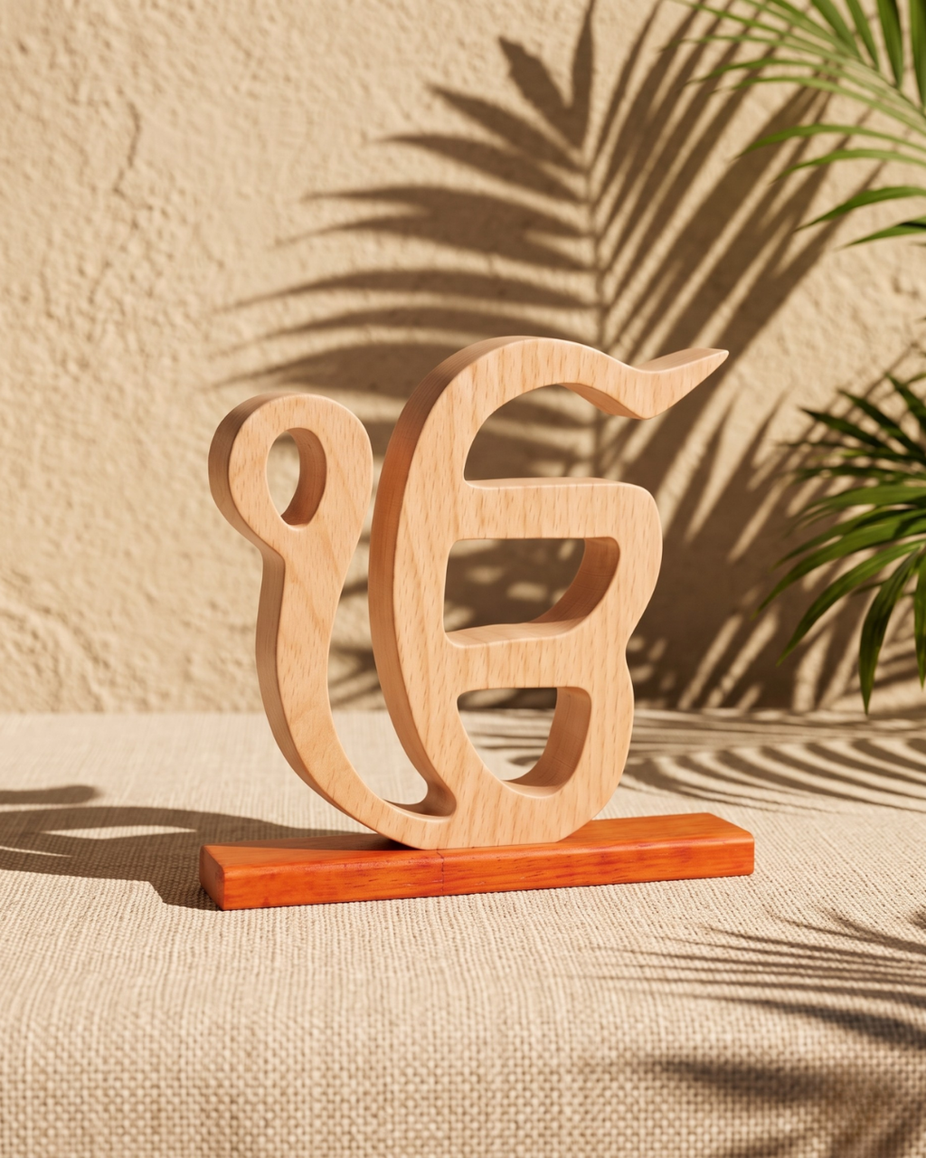 Handcrafted Wooden Ik Onkar Sculpture – Spiritual Home Décor