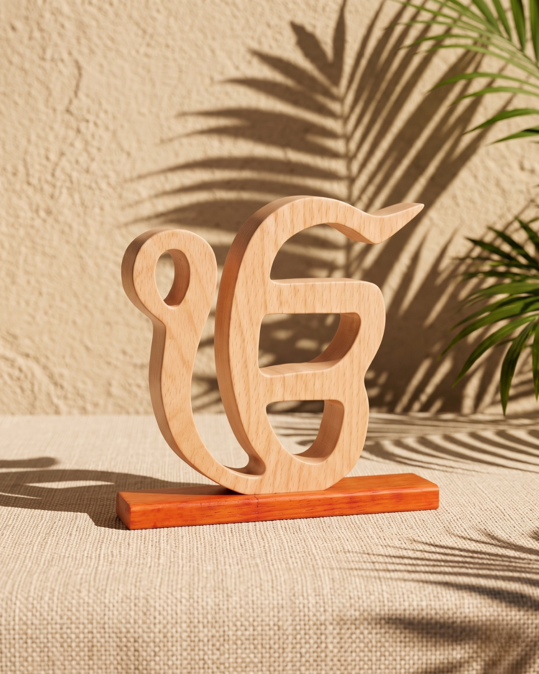 Handcrafted Wooden Ik Onkar Sculpture – Spiritual Home Décor