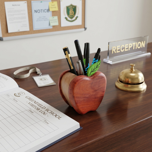 Apple Pen Stand - Wooden Decor